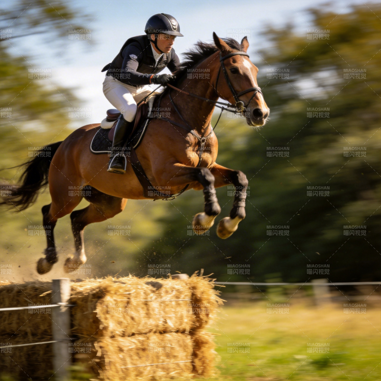 骏马飞跃障碍图片