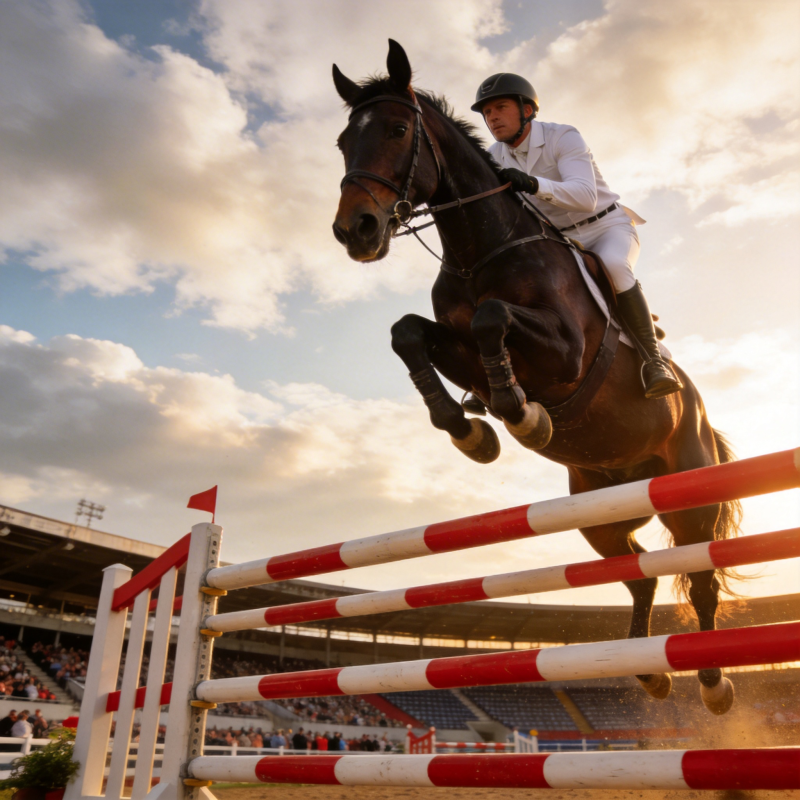 骏马飞跃障碍图片