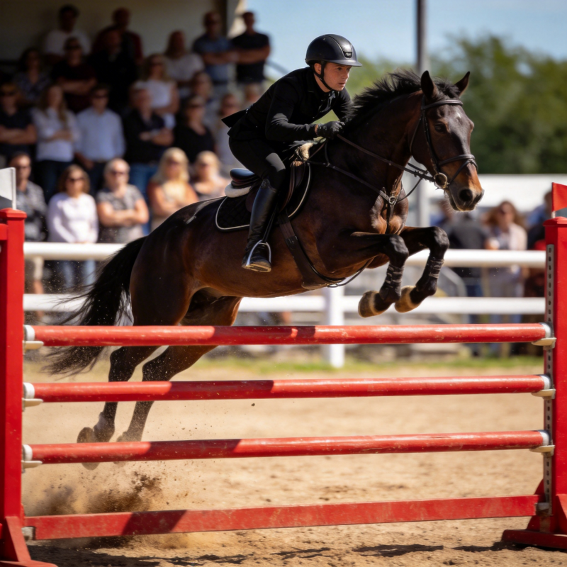 骏马飞跃障碍图片