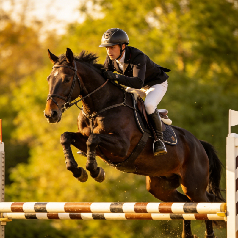 骏马飞跃障碍图片