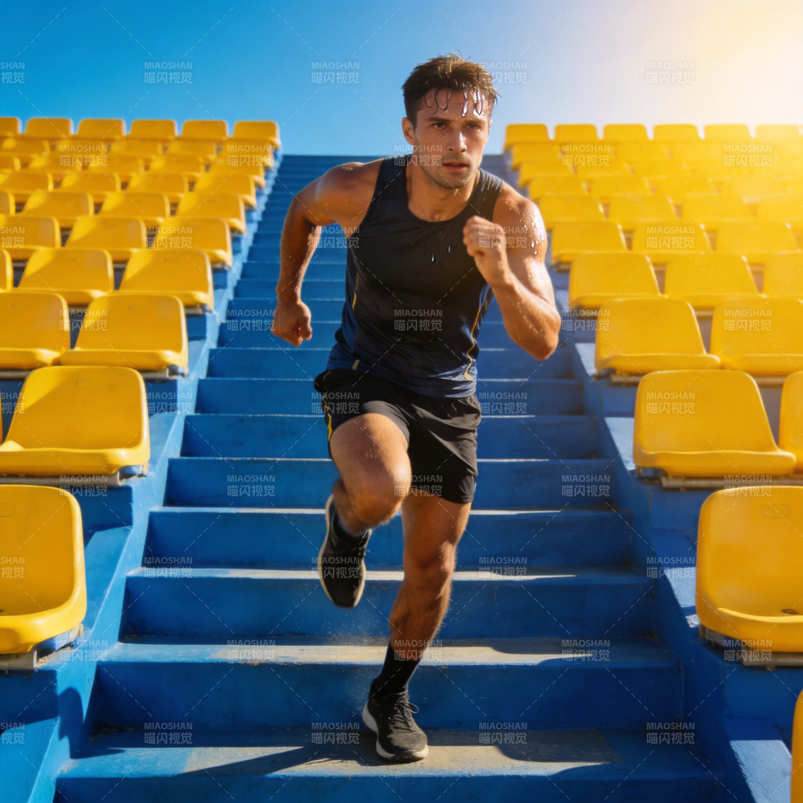 奔跑在阶梯上图片