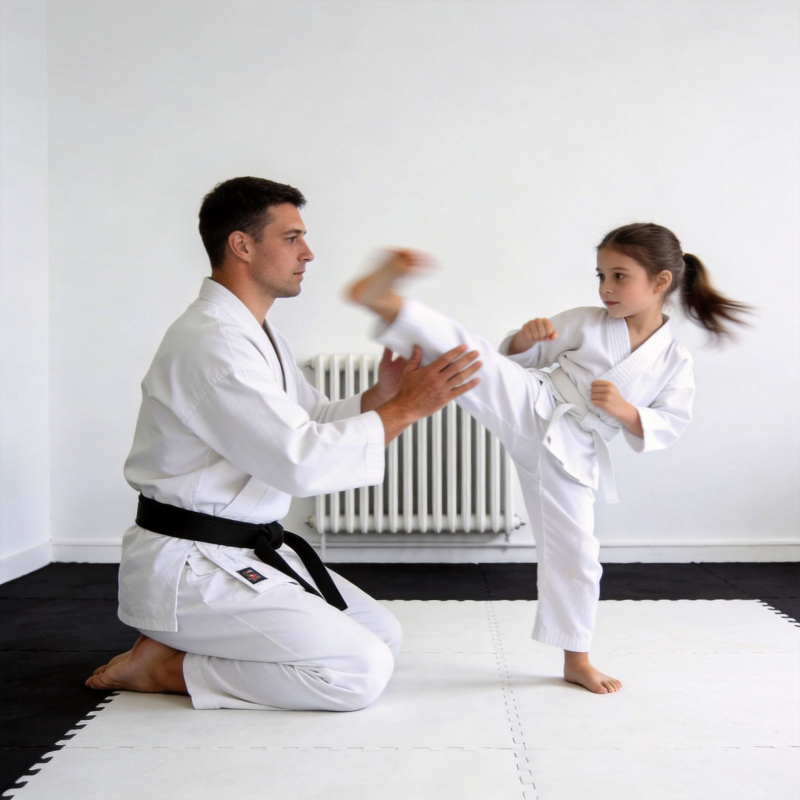 父女练空手道图片