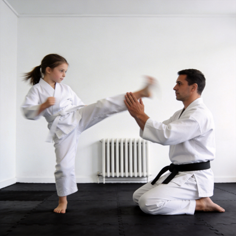 父女习武 踢腿训练图片