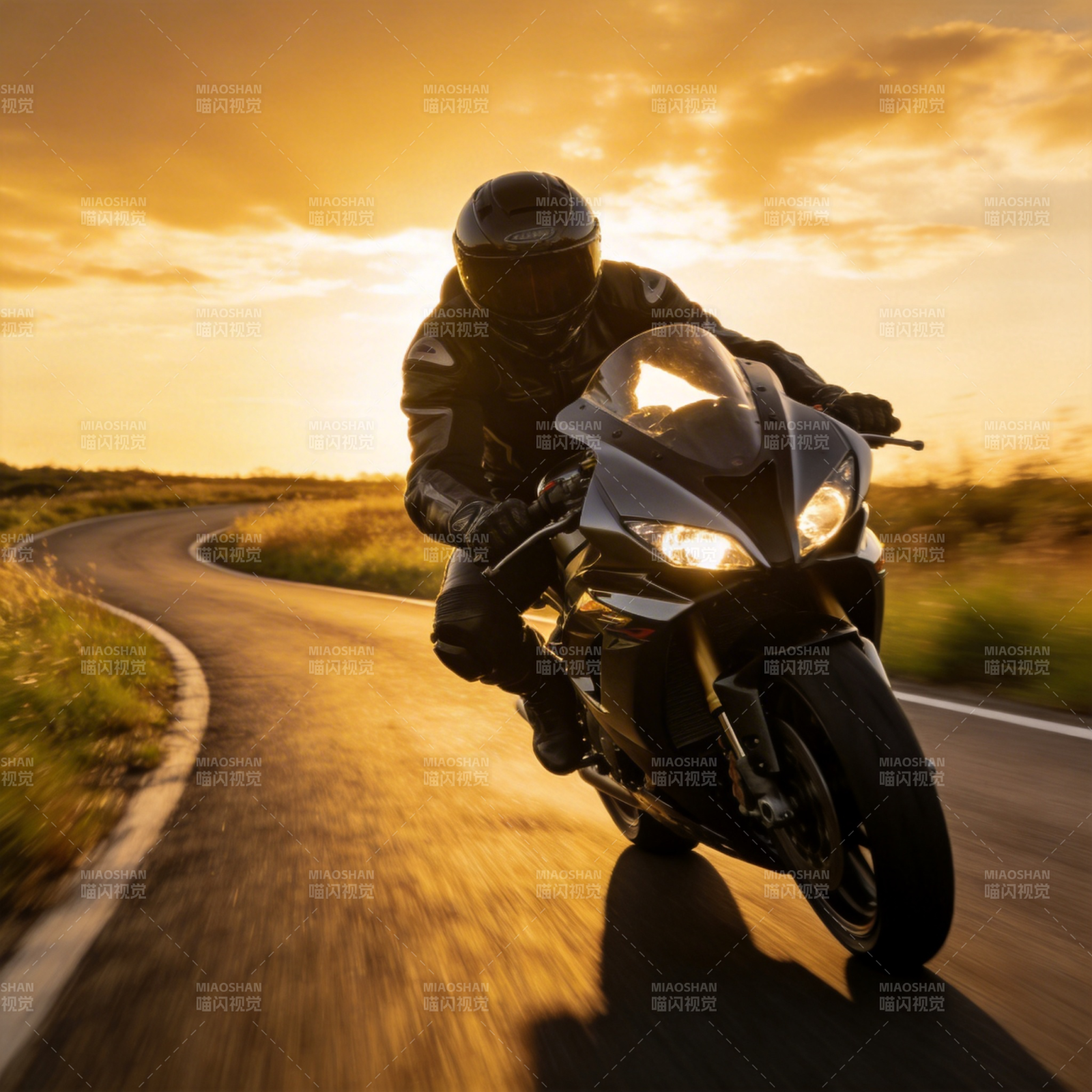夕阳下的疾驰图片