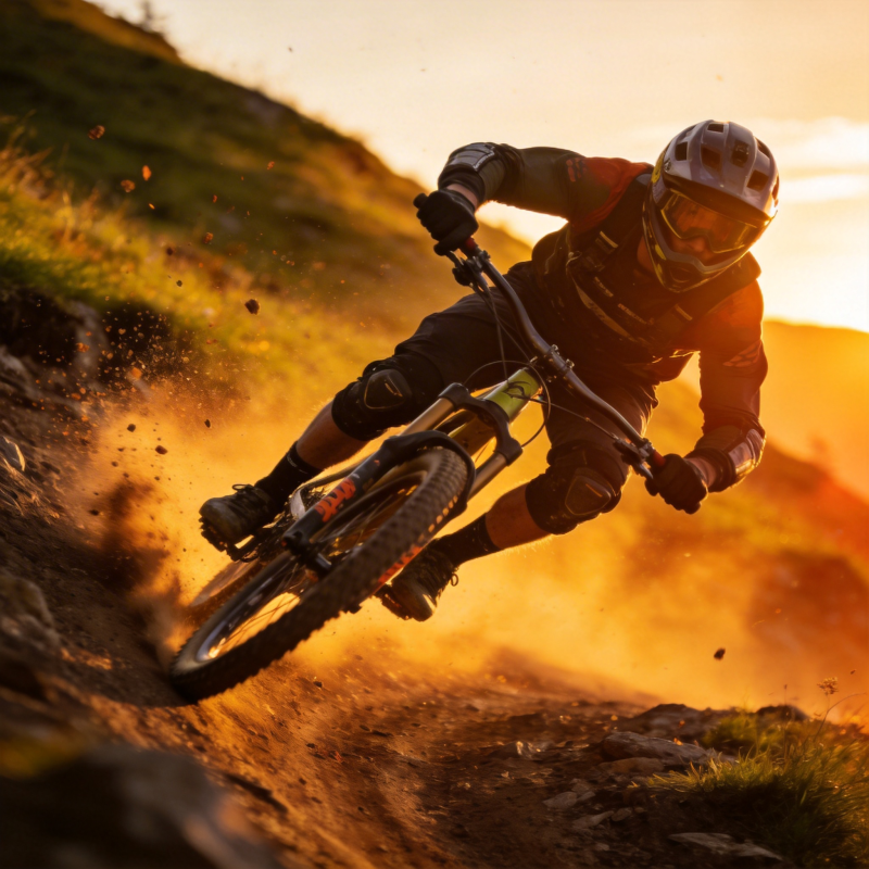 山地骑行疾驰瞬间图片