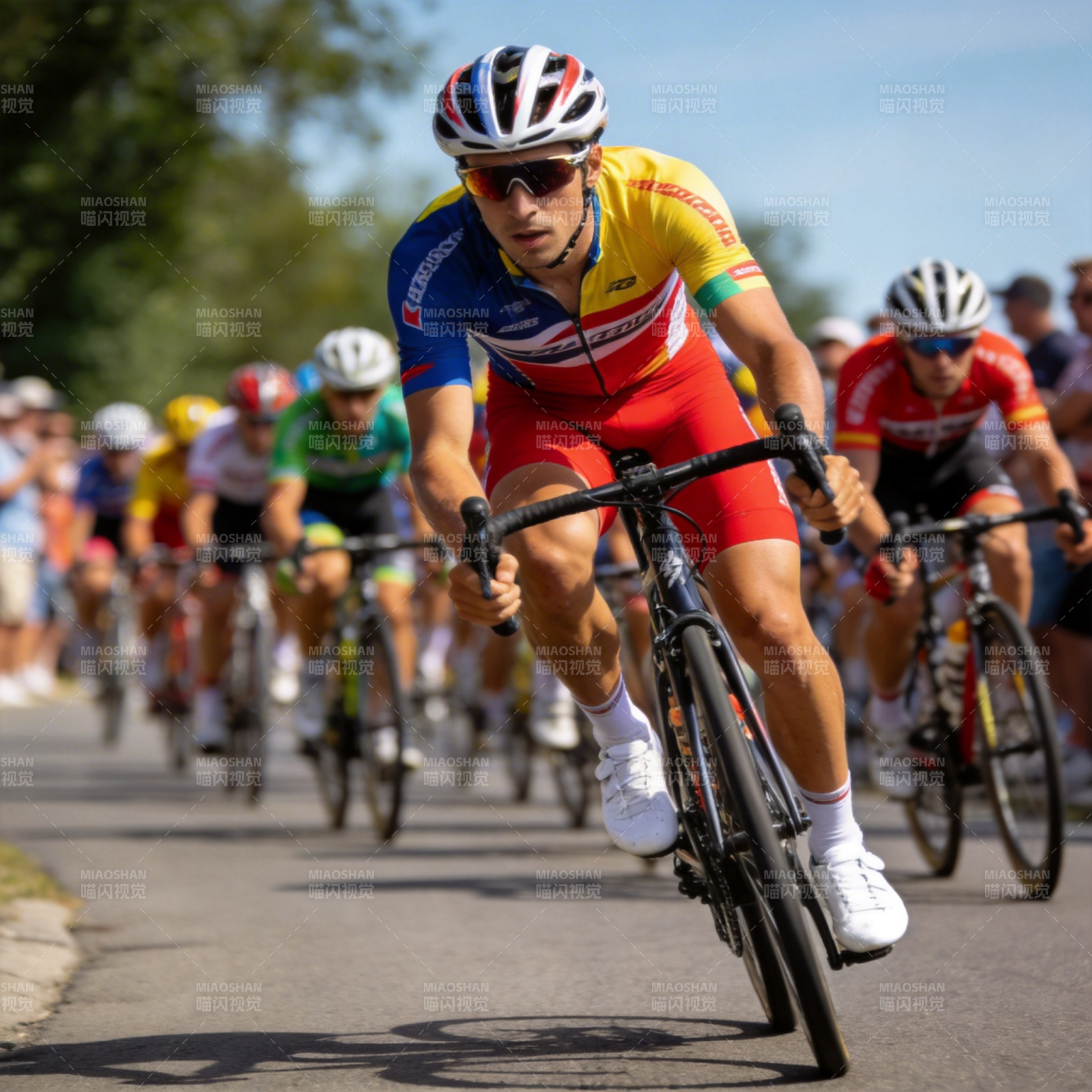 自行车赛激烈竞速图片