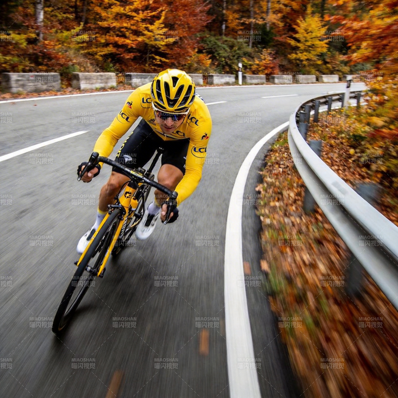 秋日骑行疾驰图片