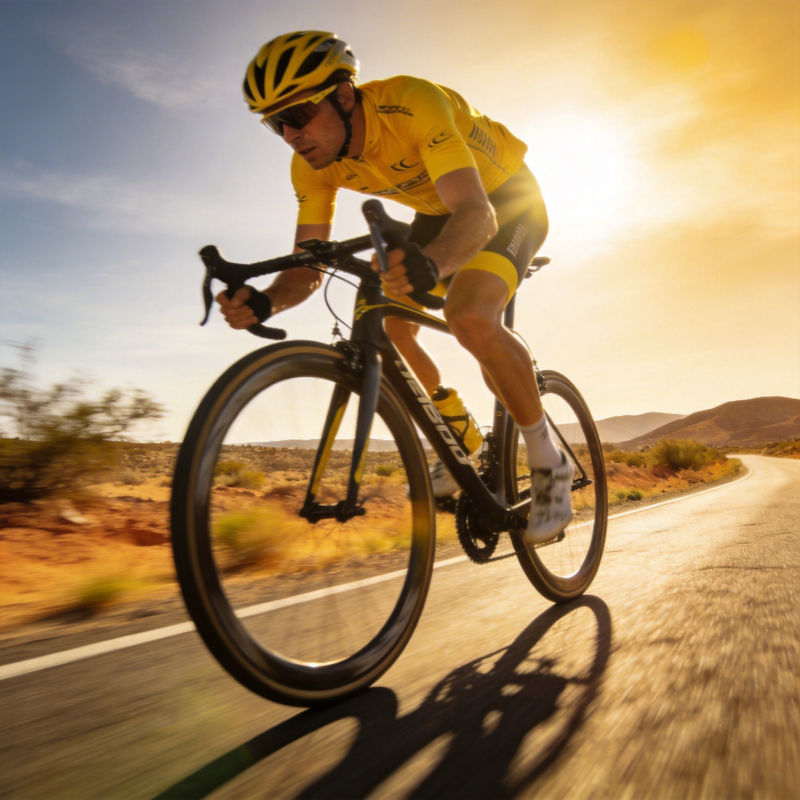 骑行者在阳光下疾驰图片