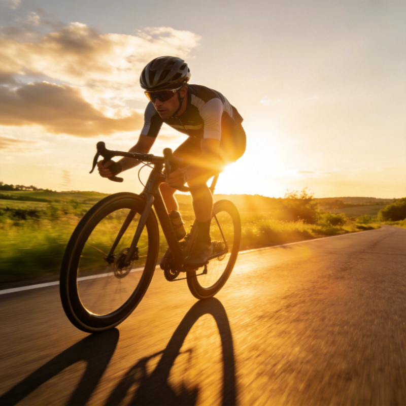 夕阳下的骑行者图片