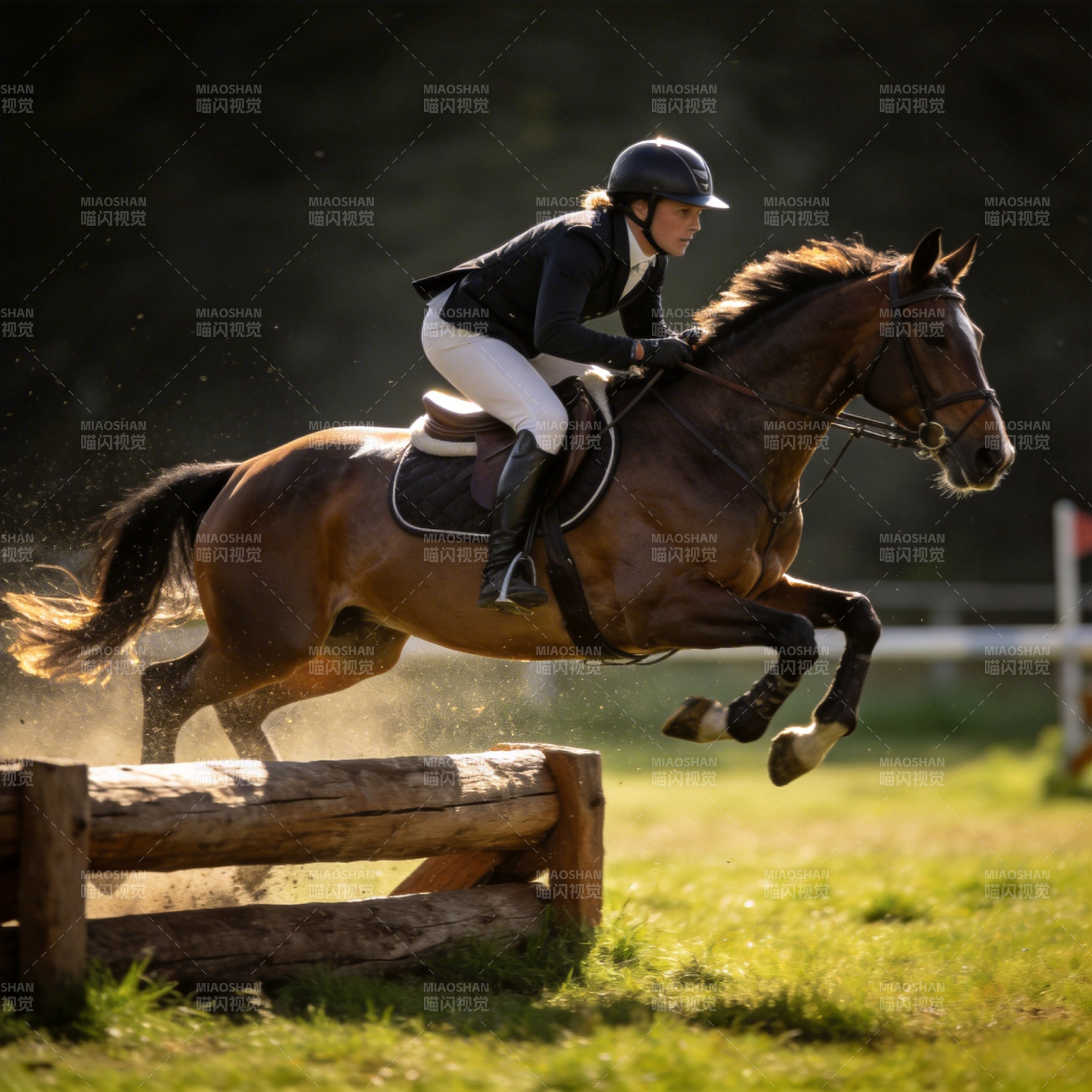 骏马飞跃障碍图片