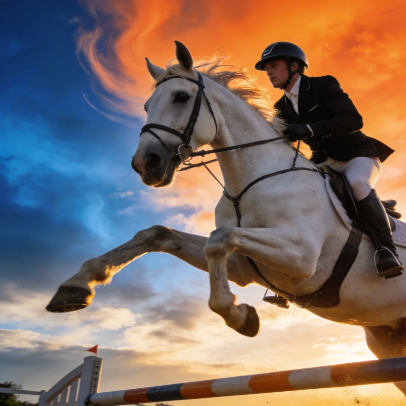 骏马飞跃夕阳图片