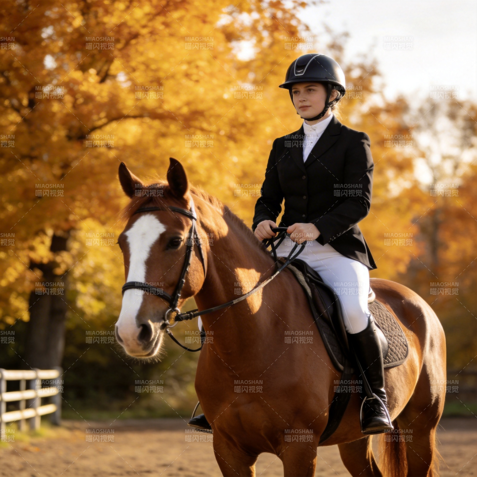 秋日骑马图图片