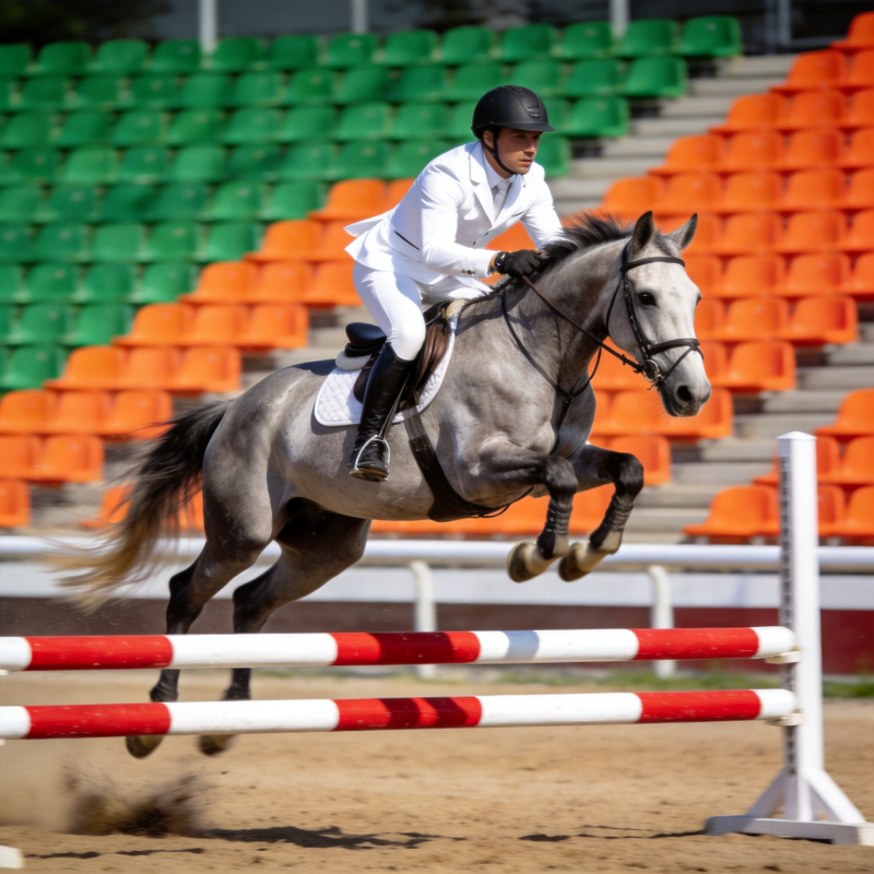 骏马飞跃障碍图片