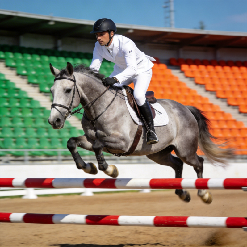 骏马飞跃障碍图片