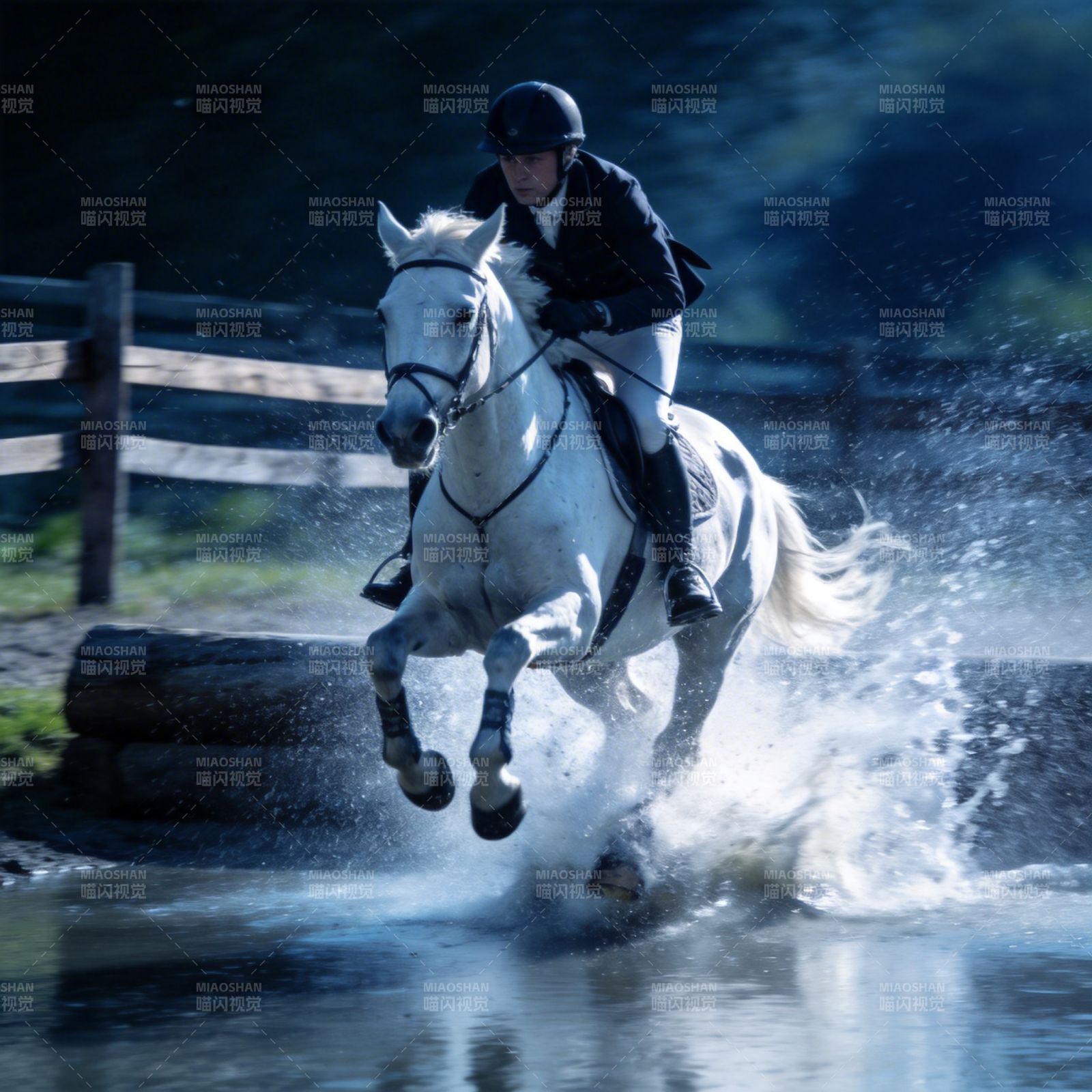 骏马飞驰水花四溅图片