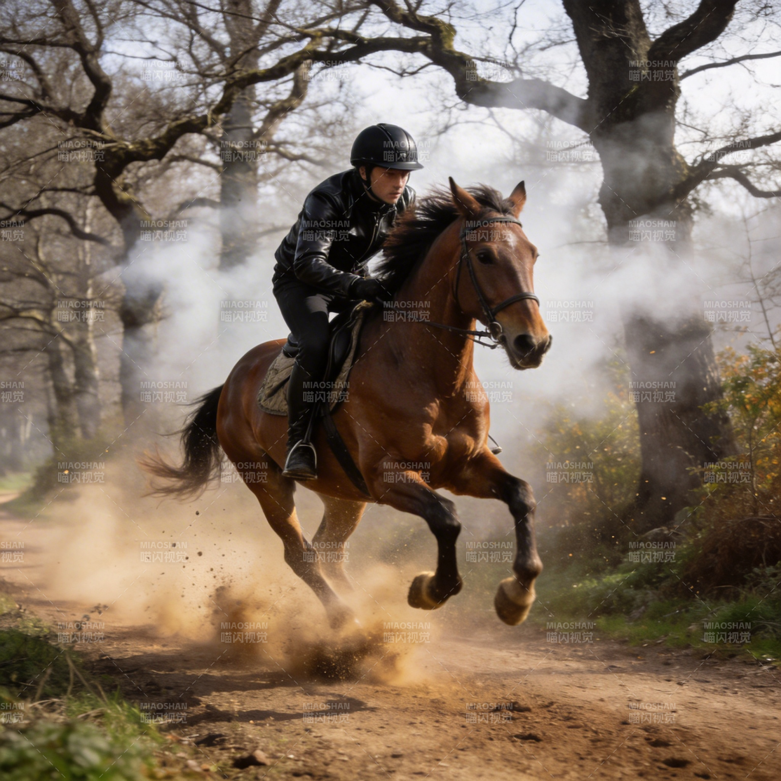 驰骋林间 马蹄生烟图片