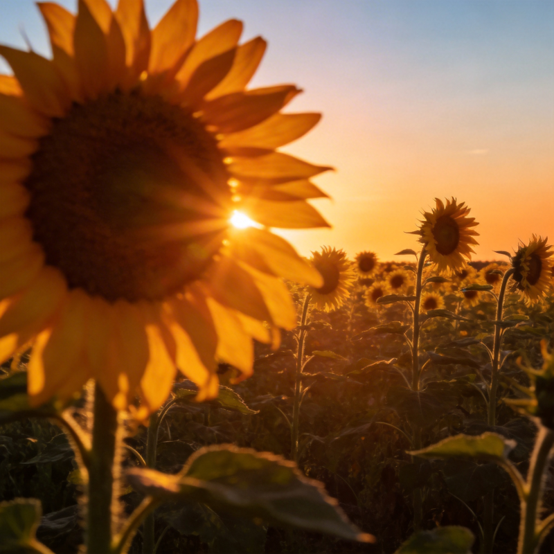 向日葵与夕阳图片
