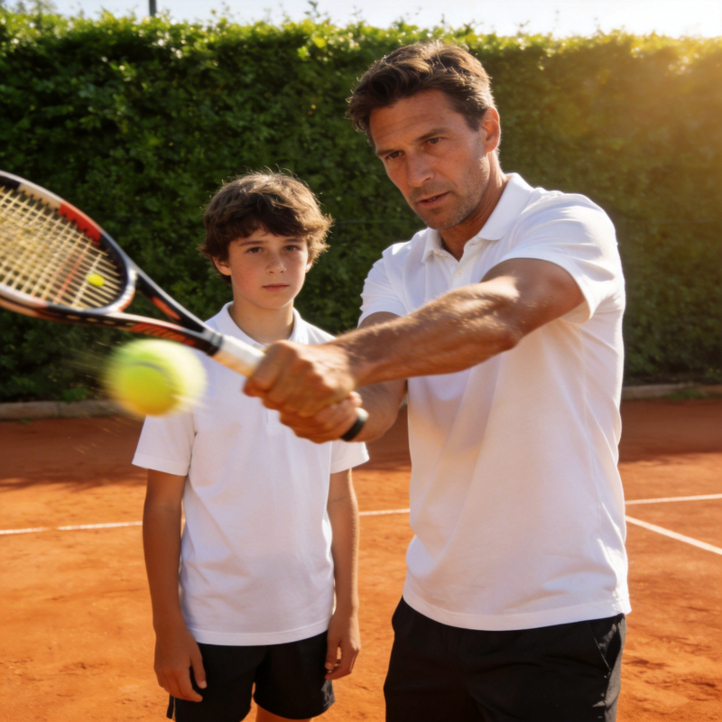 父子网球教学时刻图片