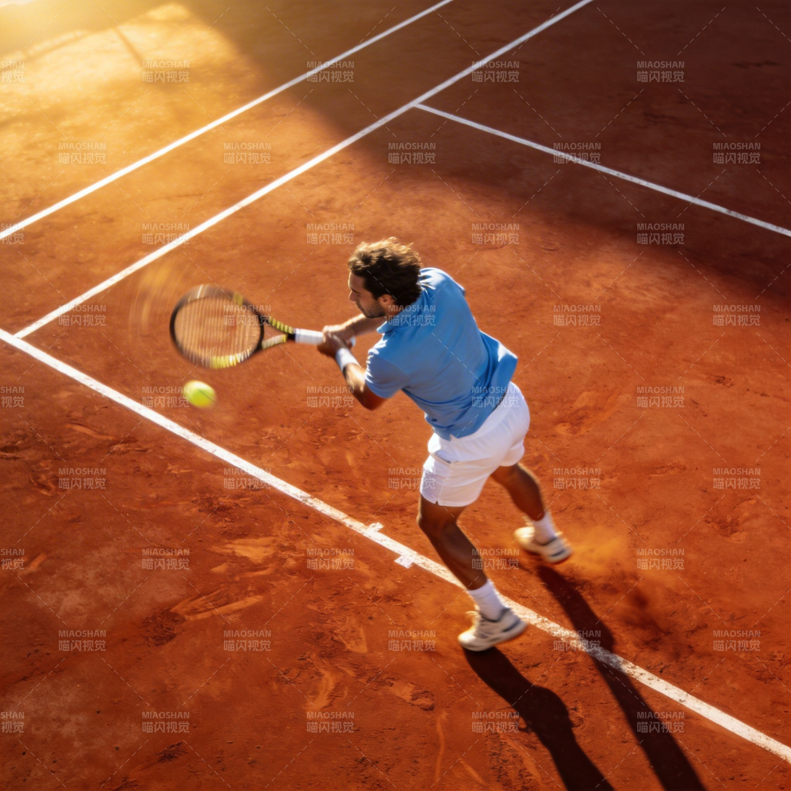 红土球场上的挥拍瞬间图片