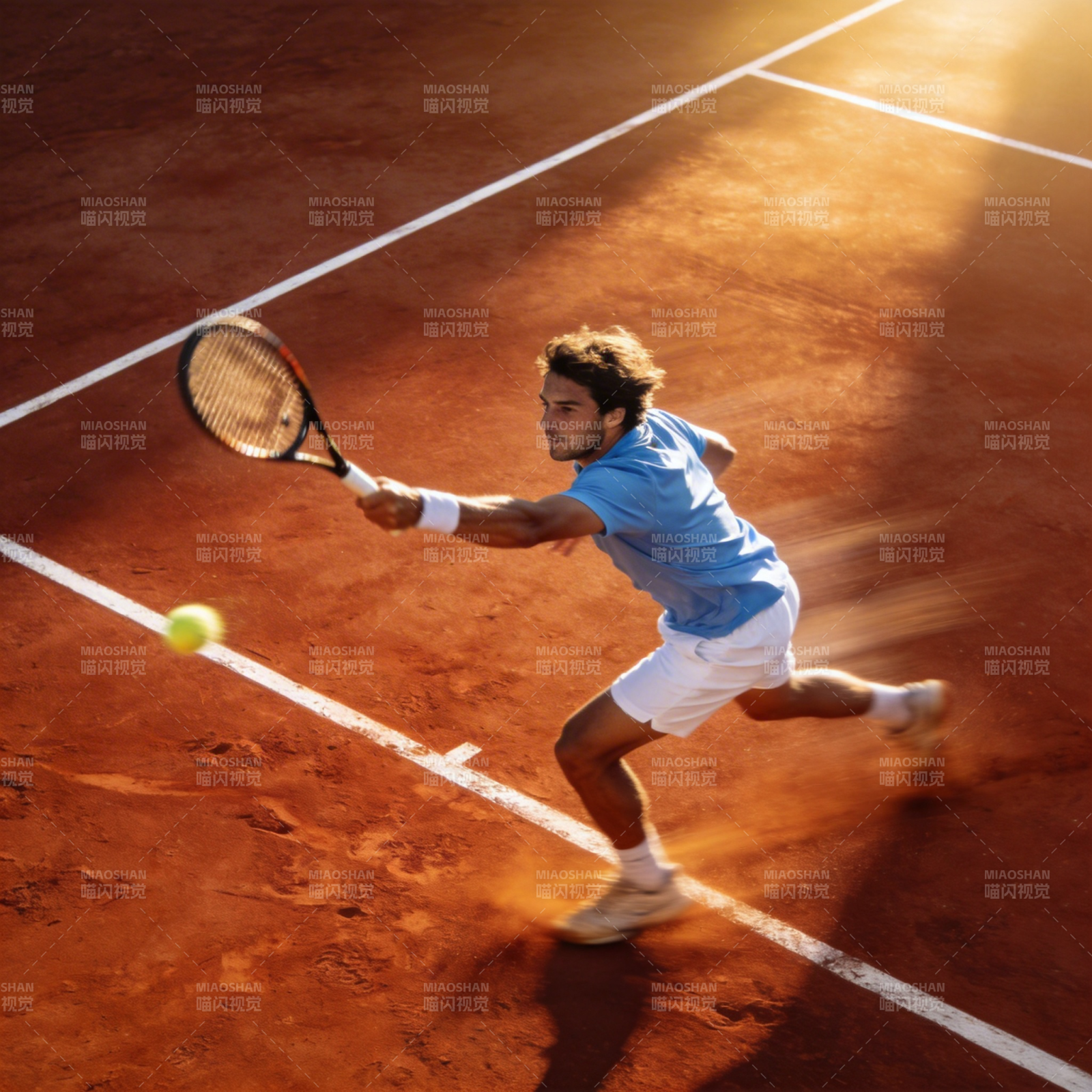 红土球场上的网球手图片