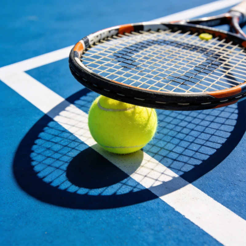 网球拍与球的静谧瞬间图片