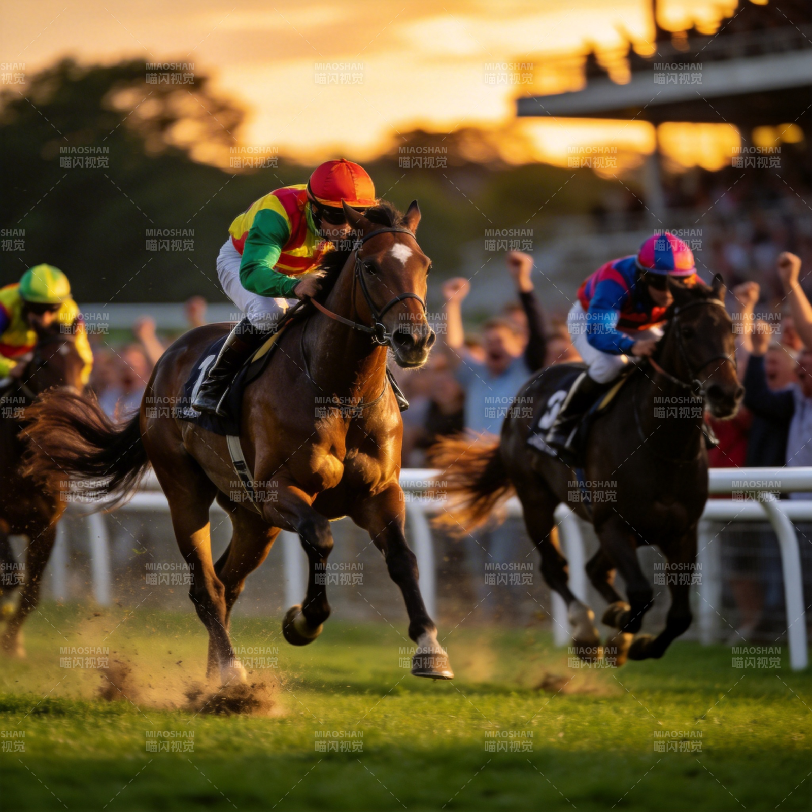 赛马冲刺瞬间图片