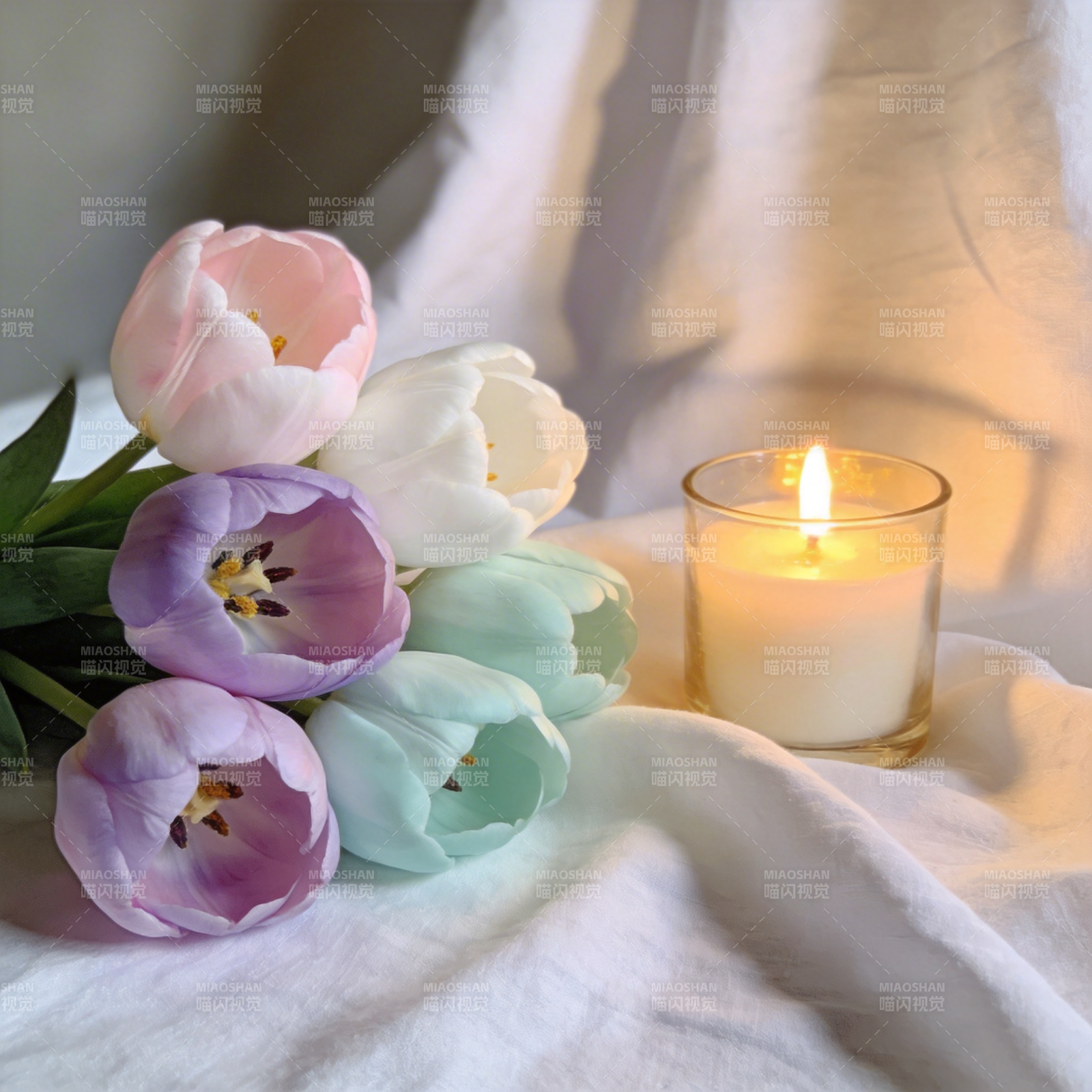 烛光花影静谧时图片