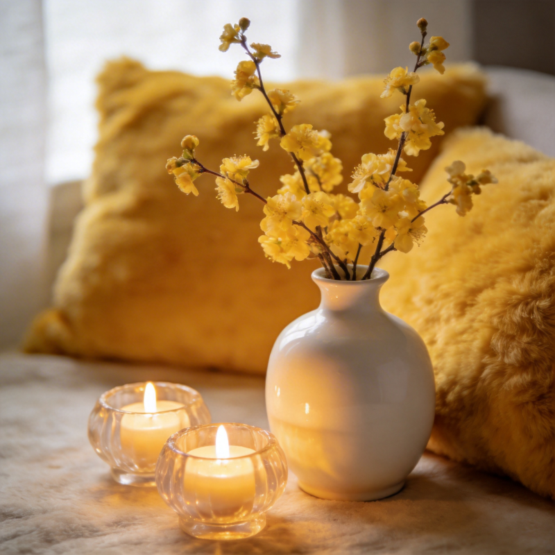 暖阳花影烛光图片