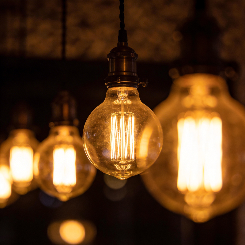 暖光灯泡悬垂图片