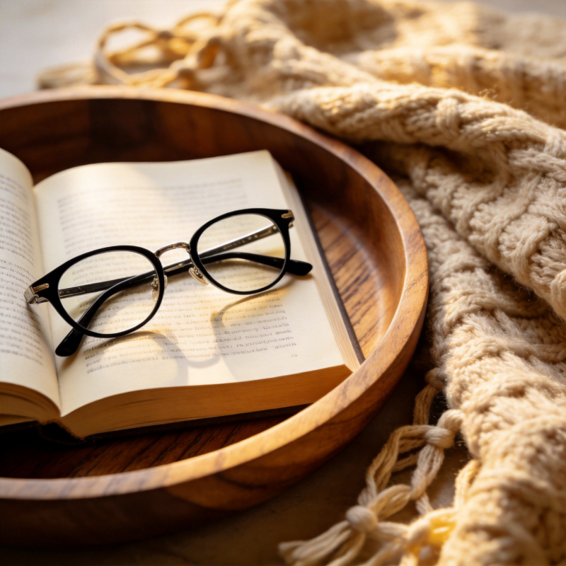 书与眼镜的静谧时光图片