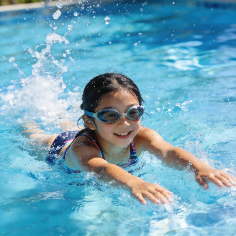 小女孩泳池嬉戏图片