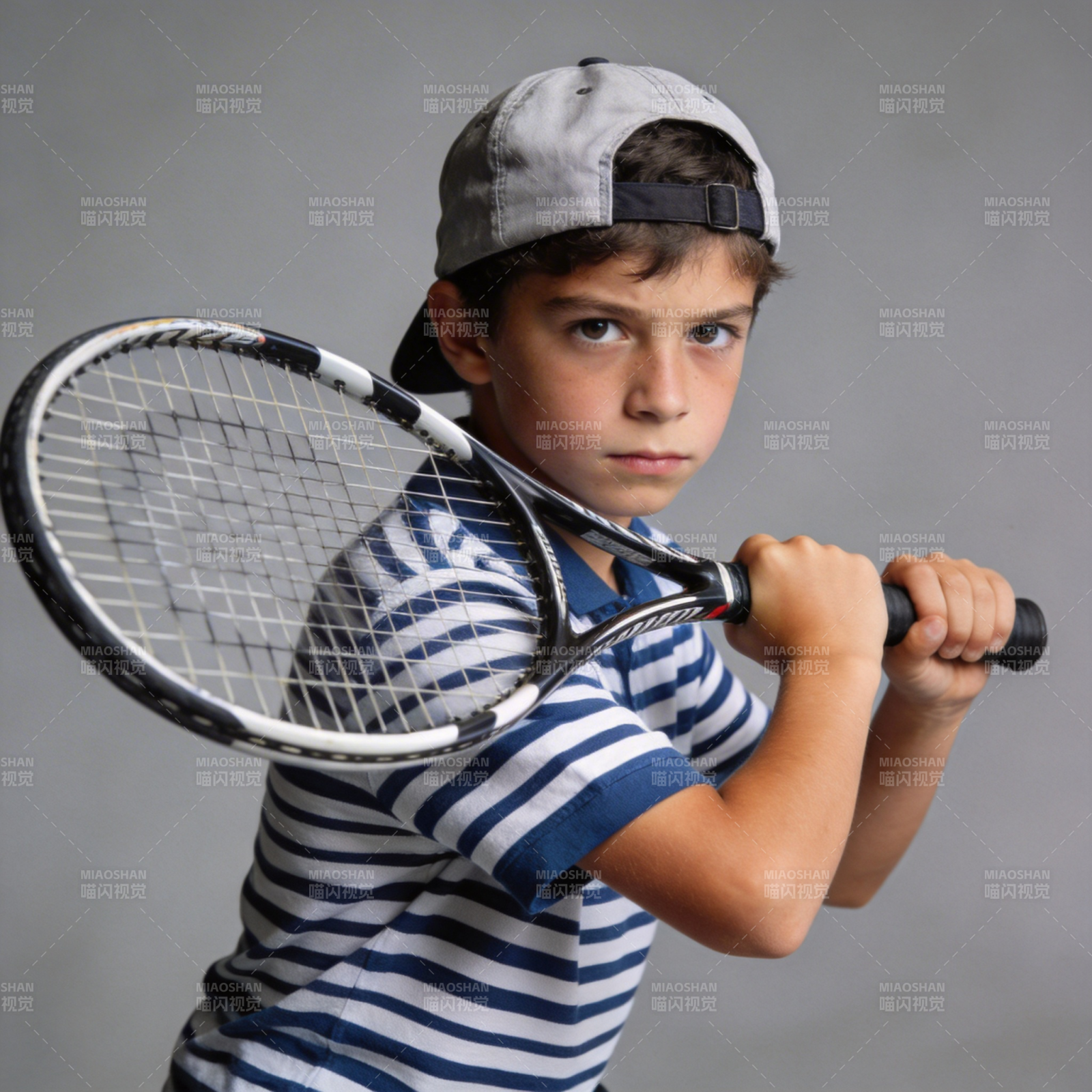 少年挥拍击球瞬间图片