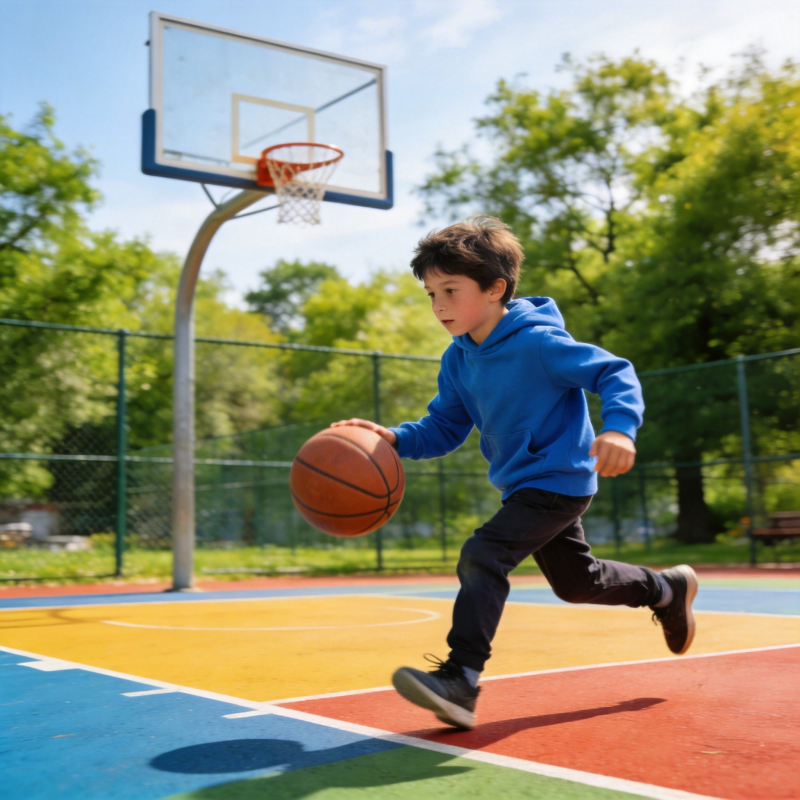 少年篮球场奔跑图片