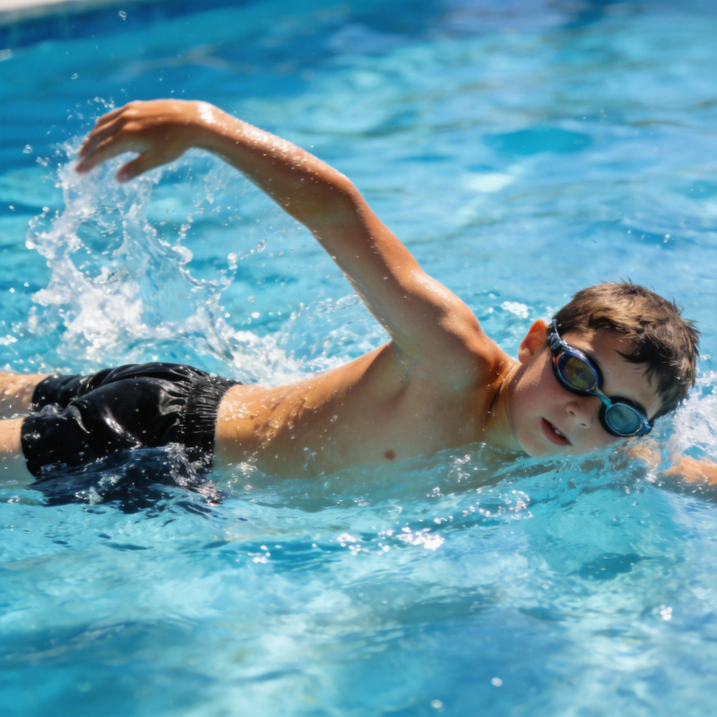 少年泳池畅游图片