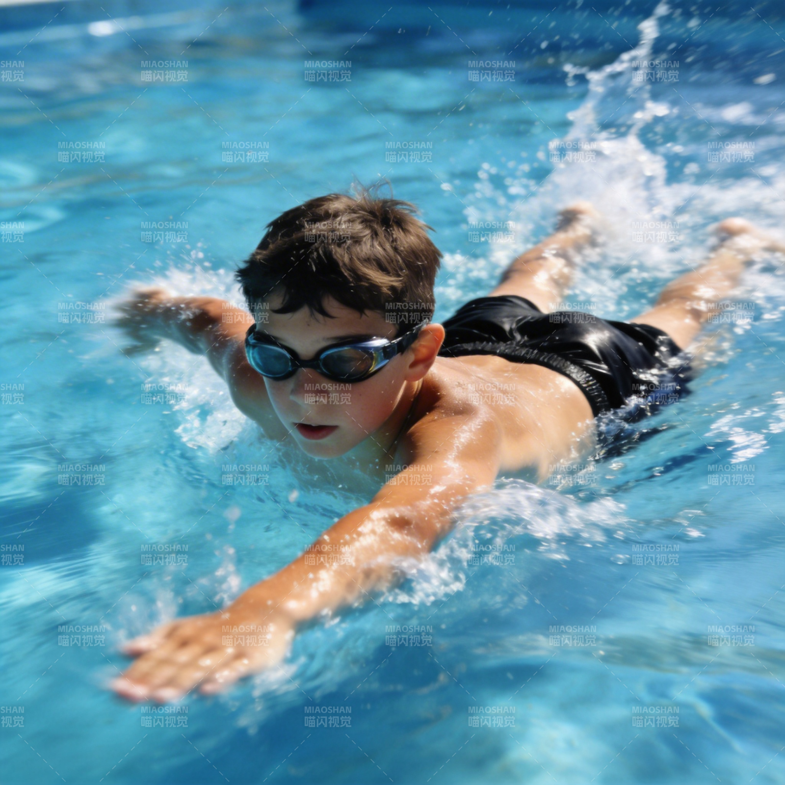 少年泳池畅游图片