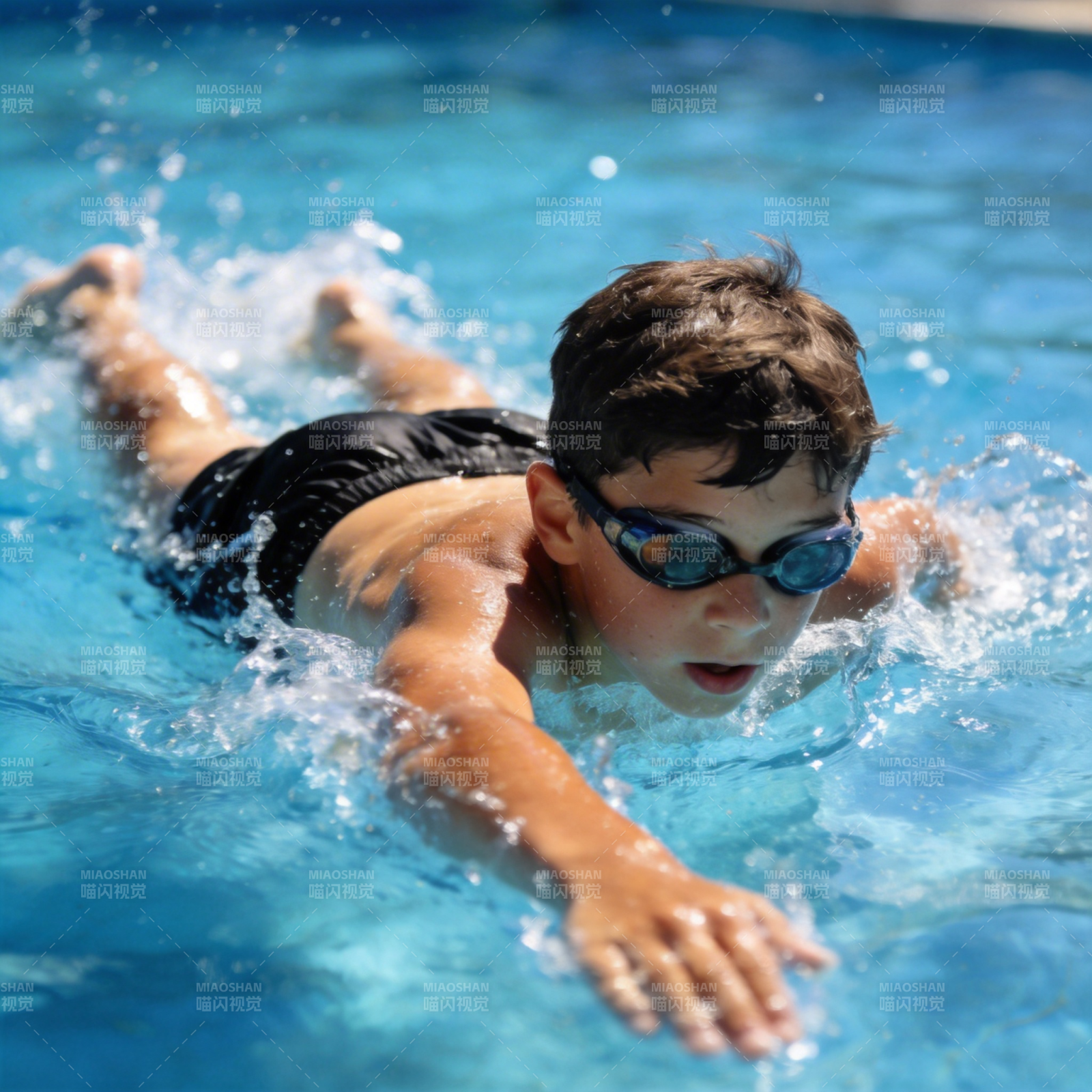 少年泳池畅游图片