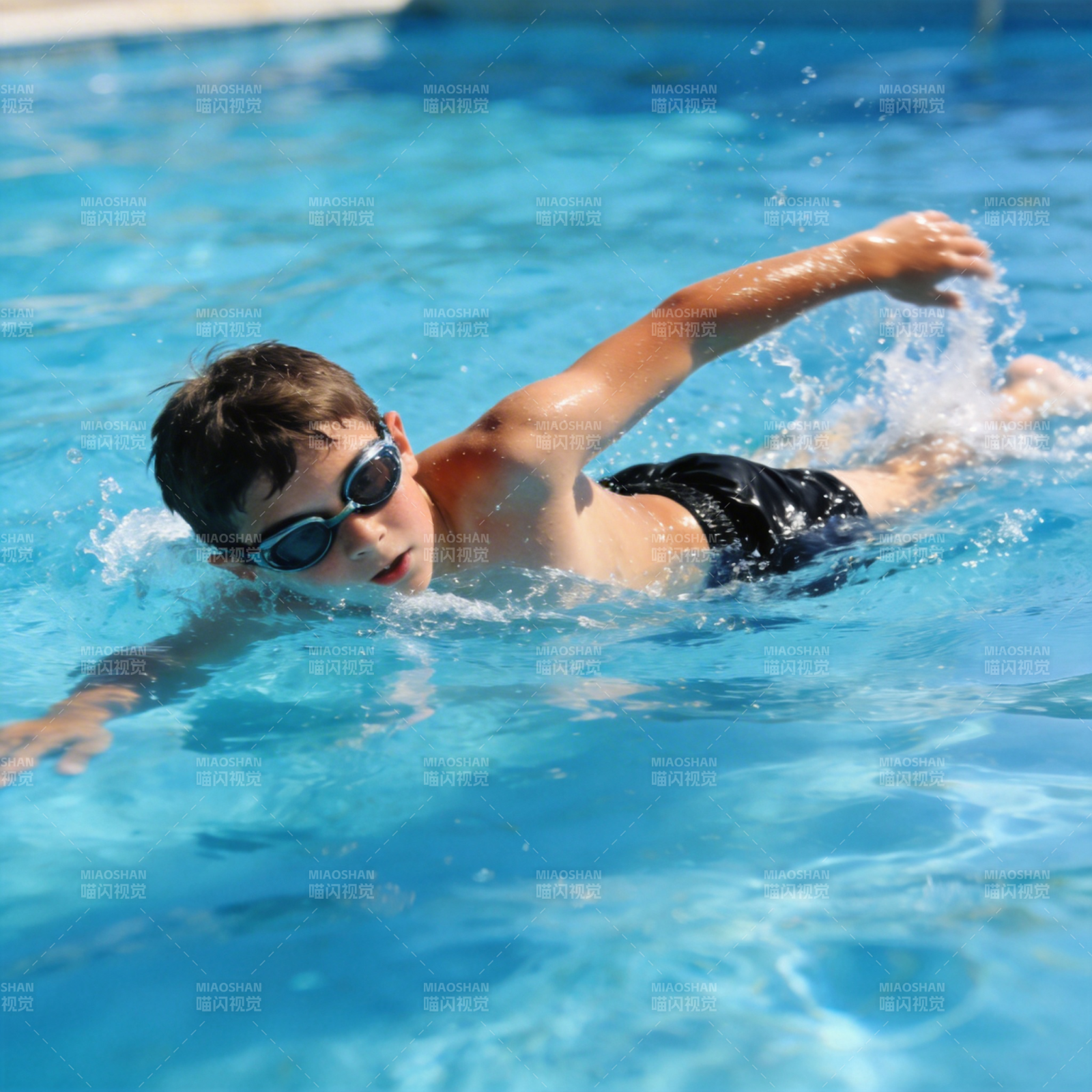 少年泳池畅游图片
