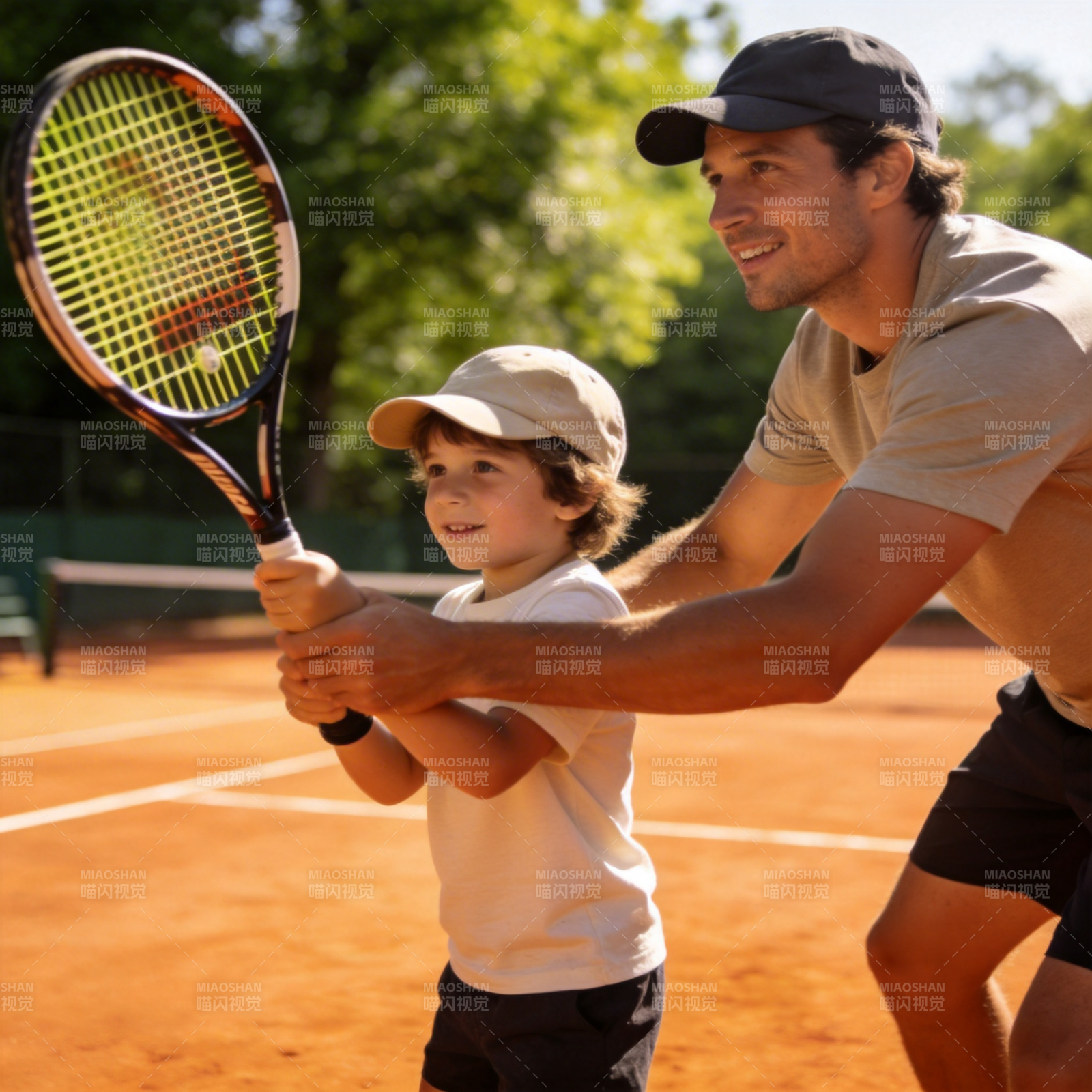 父教子打网球图片