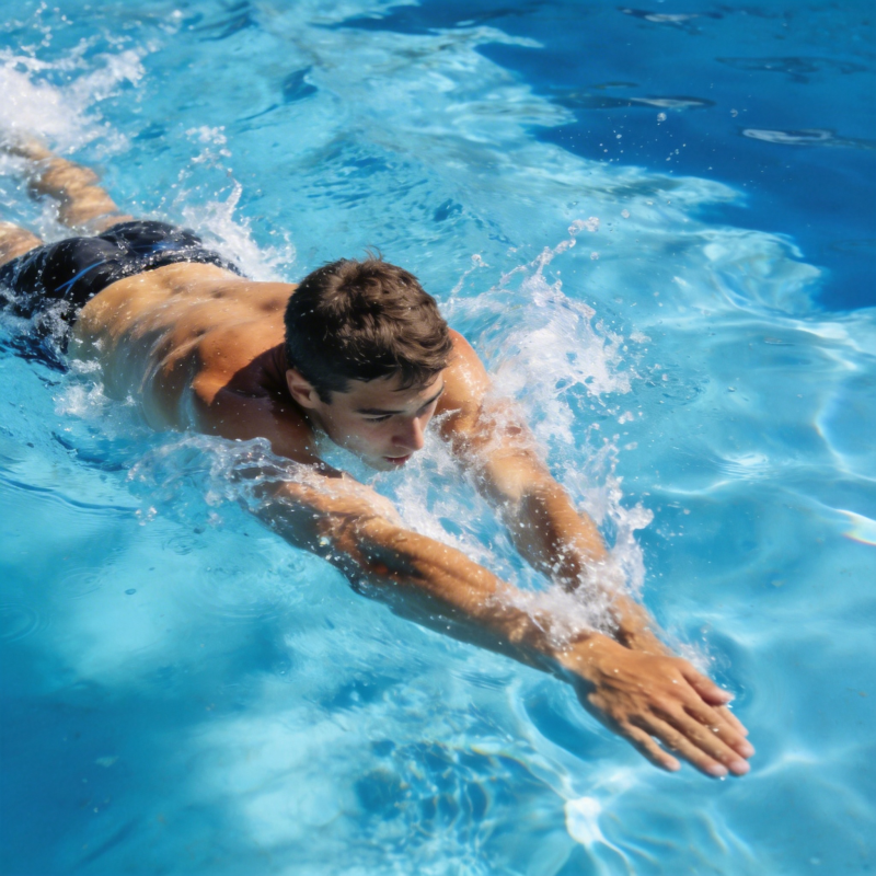 泳池中的自由泳瞬间图片