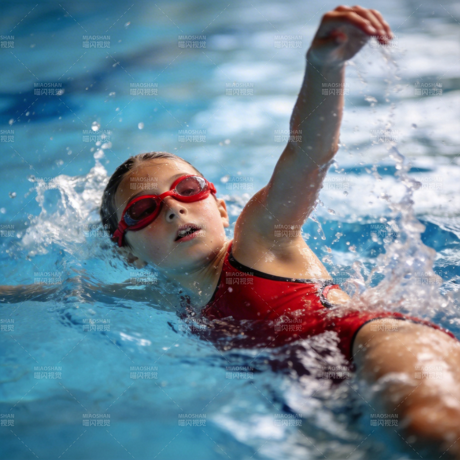 泳池中的小女孩图片