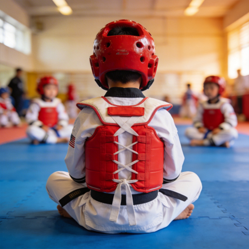跆拳道小将静坐准备图片