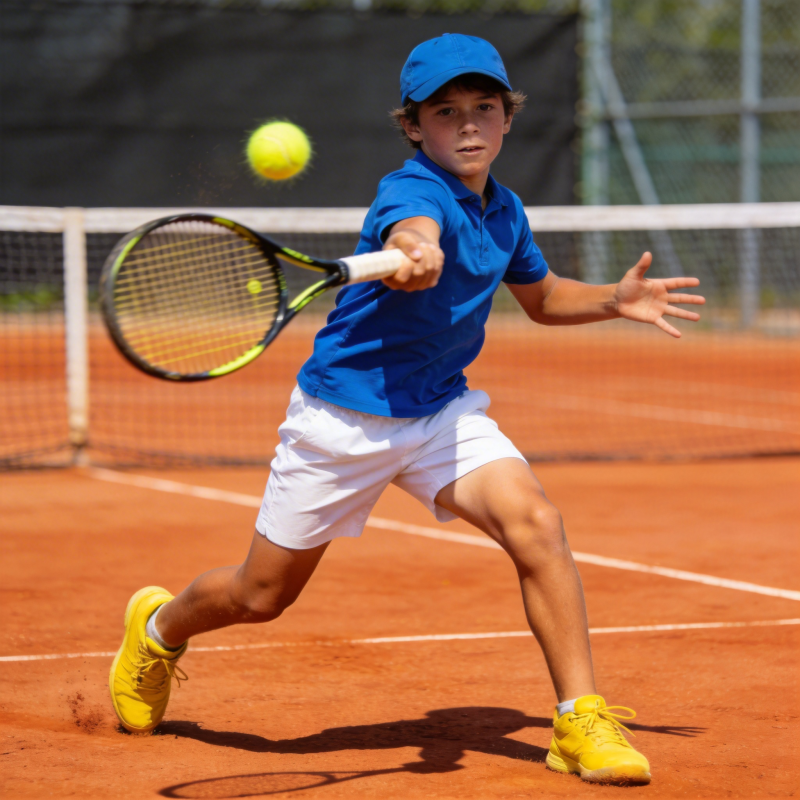 少年挥拍击网球图片