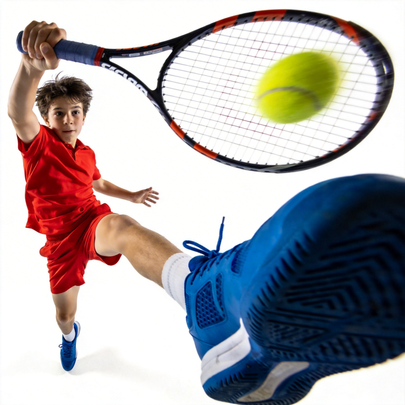 网球少年跃击瞬间图片