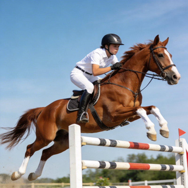 骏马飞跃障碍图片