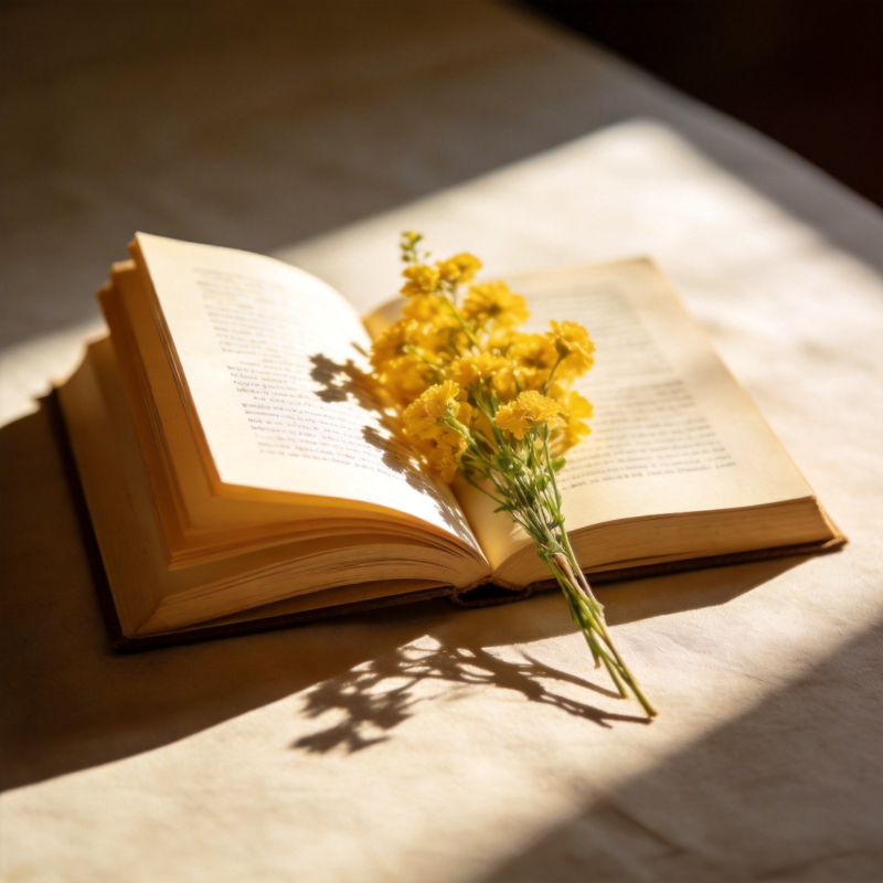 书页间的花影图片