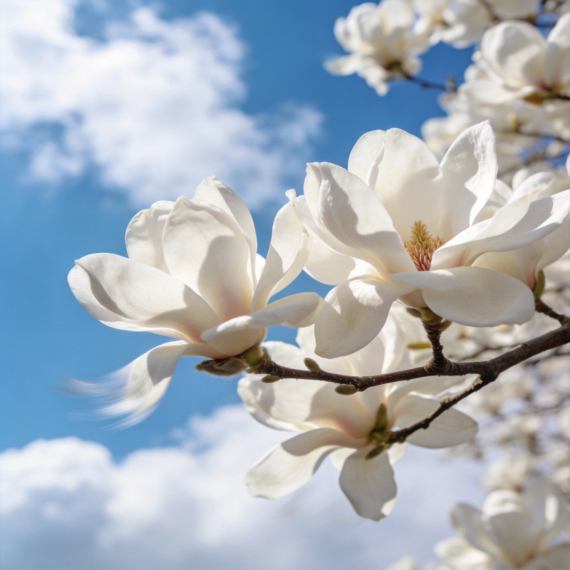玉兰花绽放蓝天图片