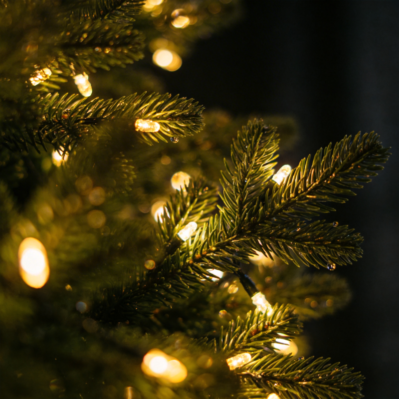 圣诞树上的温暖灯光图片