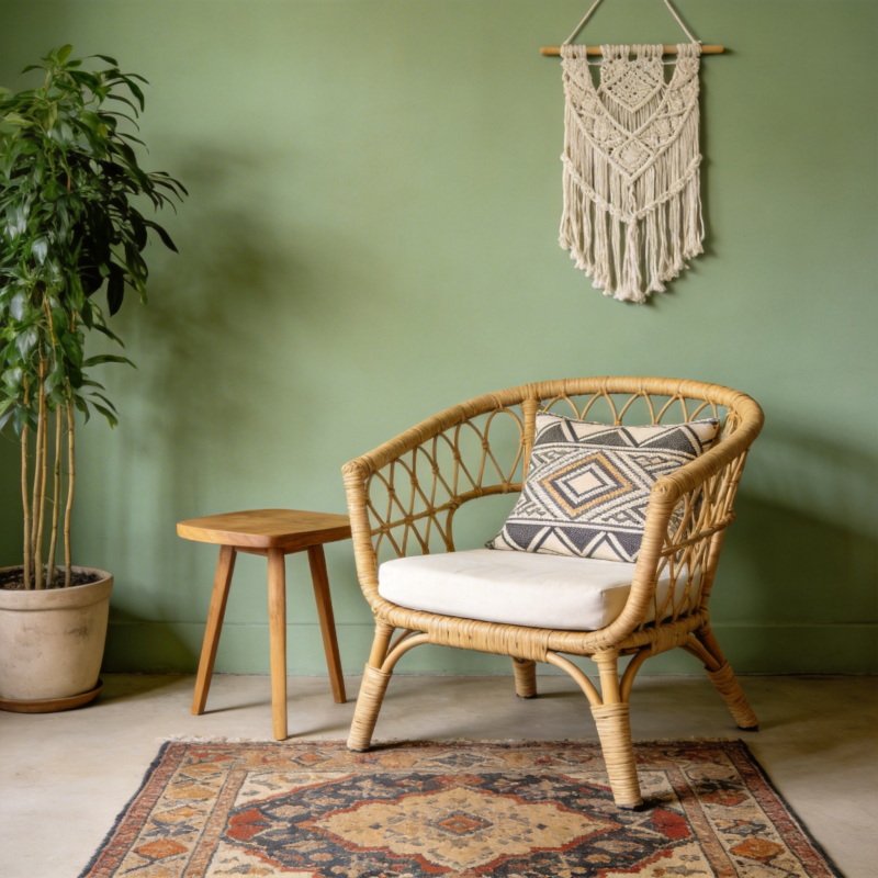 藤椅静谧角落图片