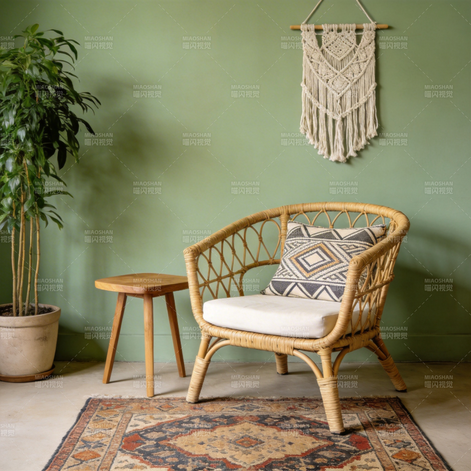 藤椅静谧角落图片