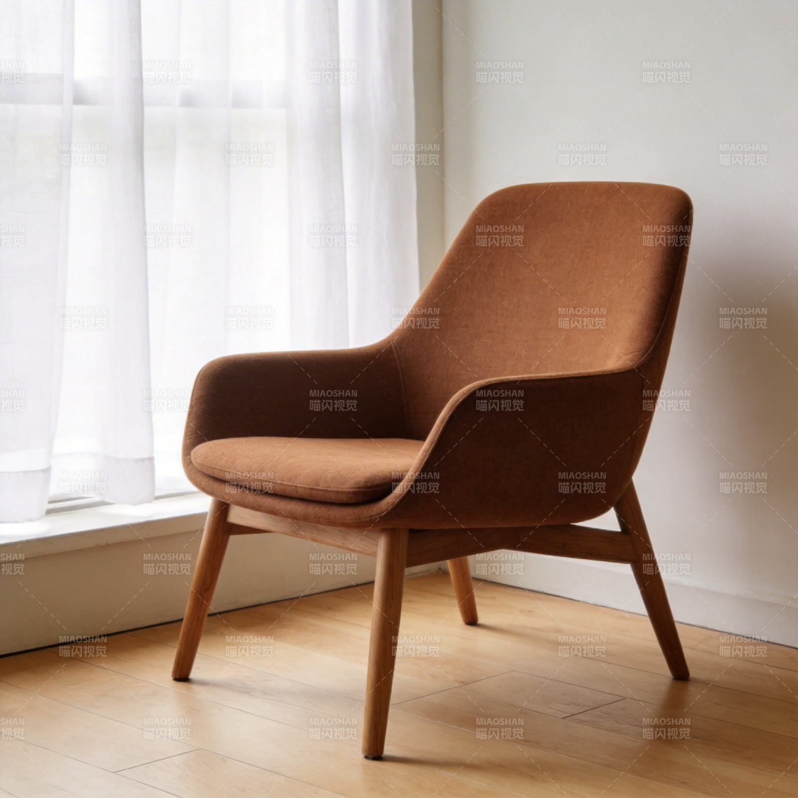 棕色单人沙发椅图片